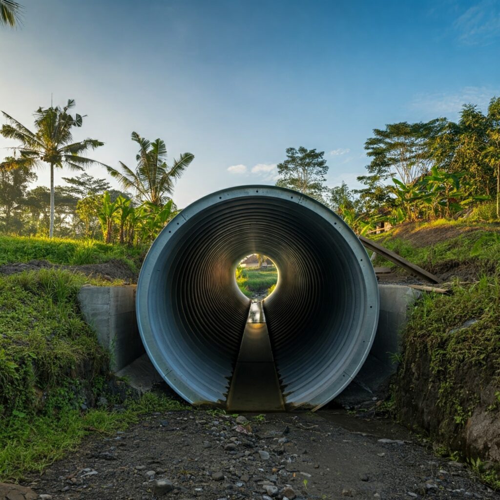 gorong-gorong baja prefabrikasi, efisiensi, konstruksi